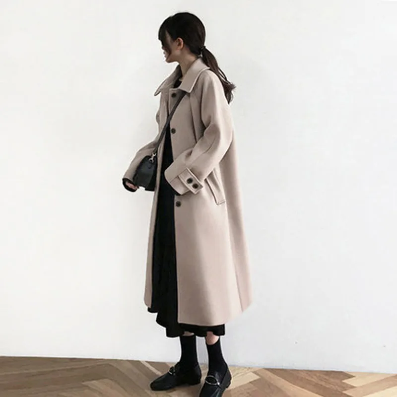À Manteau 2019 Moyen Long Femmes Laine Et De Mode Noir Mince La kaki Tissu nTZ0wwUq1