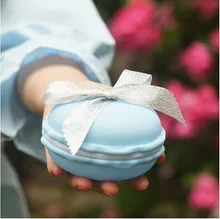 10 sztuk/partia kolorowy styl pudełko Macarons pudełka na cukierki upominki weselne Baby Shower Favros strona dekoracji 90mm x 40mm