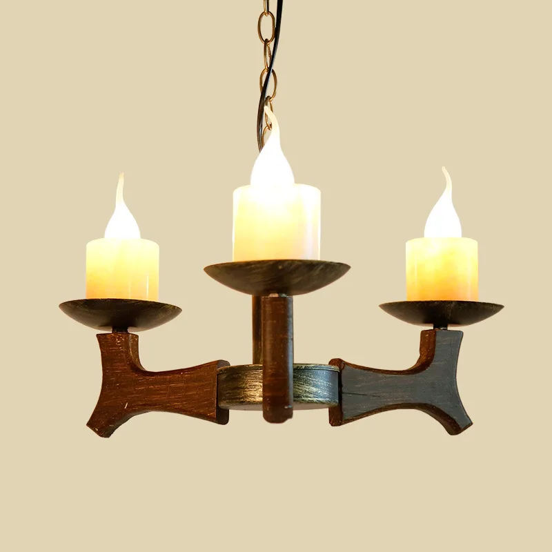 

100% Quality Vintage Retro Country Solid Wood Iron Marble Led E14*3/5 Pendant Light For Dining Room Living Room Ac 80-265v 1157