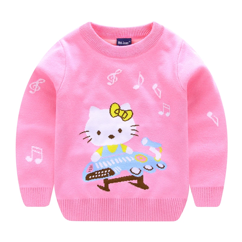 

Sweaters For Girls With Cat Pattern Winter Children Pullover Knitted Girl Hello Kitty Sweater