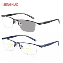 ISENGHUO Bifocal Sun PhotochromicReading Glasses Smart Progressive Multifocal Reading Glasses near and far glasses Eyewear