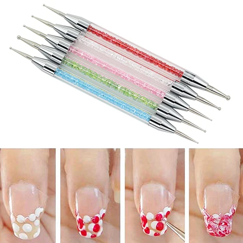 5x Double Headed Dotting Pens Nail Art Painting Acrylic Handle Rhinestone Decordotting pen nail