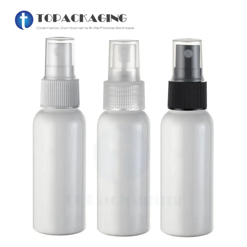 

50PCS*50ML Spray Pump Bottle Fine Mist Atomizer Sprayer Perfume Refillable Packing White PET Plastic Sample Cosmetic Container