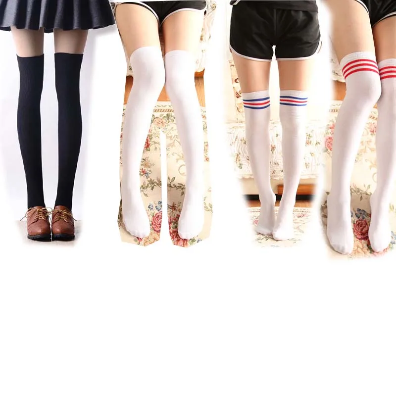 Модные носки для женщин; коллекция года; студенческие высокие женские гольфы выше колена; хлопковые чулки; школьная одежда; цвет белый, черный - Цвет: MIX 4