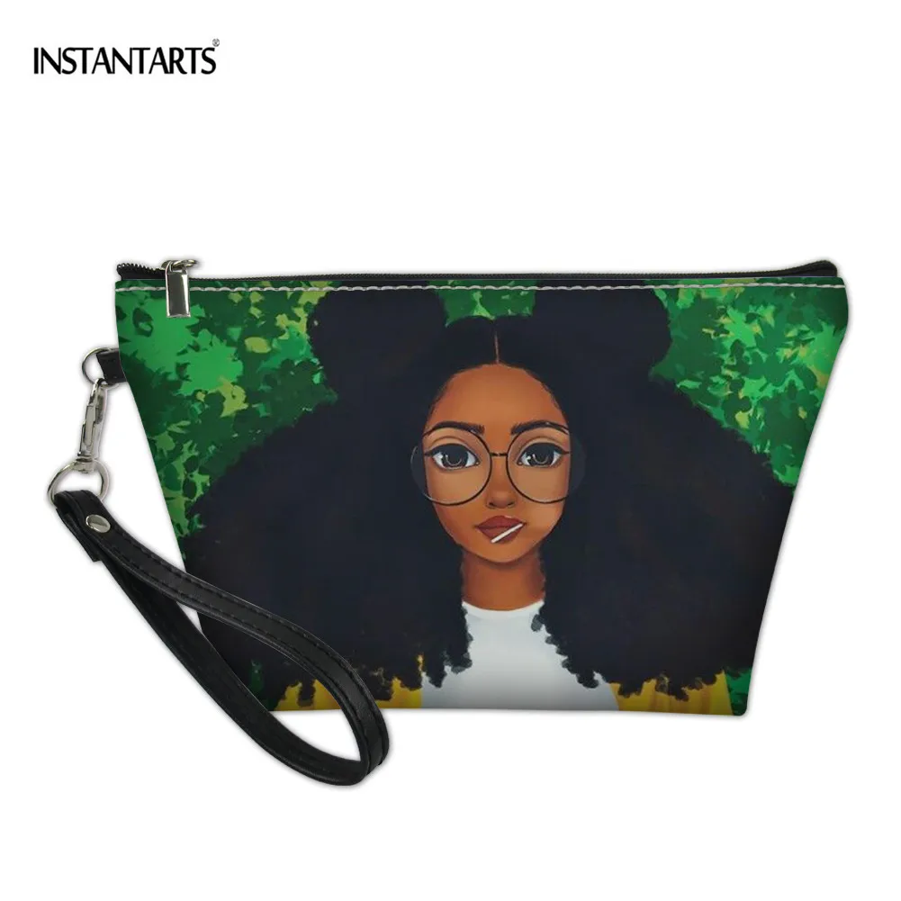 

INSTANTARTS Afircan Women Printing Cosmetic Bag Zipper Small Travel Portable Storage Handbags Brand Designer Girls Make Up Bags