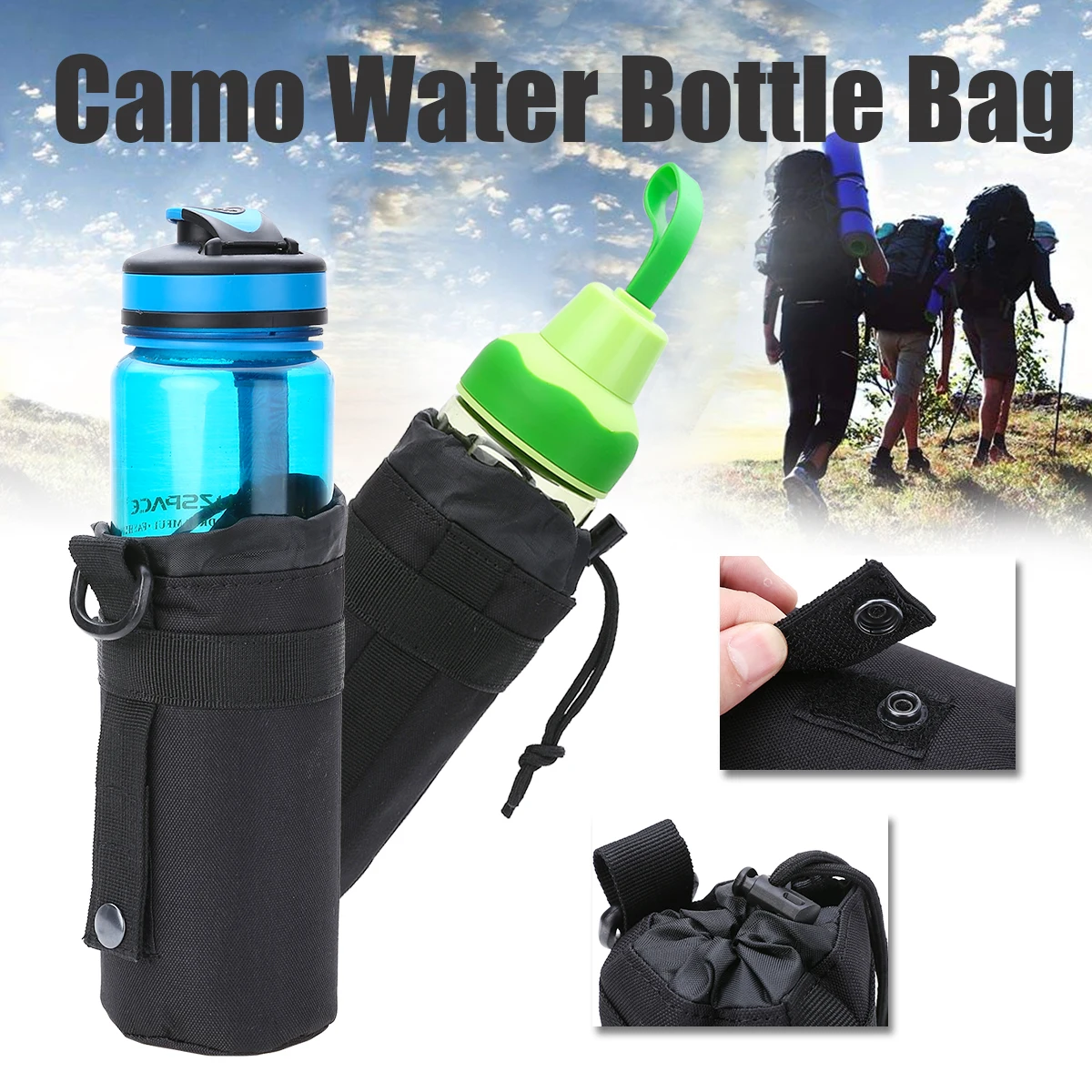 NEW Outdoor Camo Water Bottle Bag Water Bottle  Bag Kettle Pouch Holder Travel Hiking Climbing Sport Camo Water Bag 6 Colors