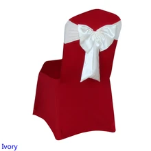 Цвета слоновой кости стул створки стиль Бабочка атласная лента с лайкрой створки подходят все стулья спандекс Свадебные Стул Sash оптом