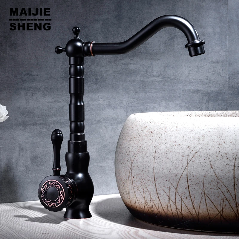 

Pure Black kitchen faucet 360 ronating blackend sink tap cold and hot kitchen mixer tap blackened kitchen mixer