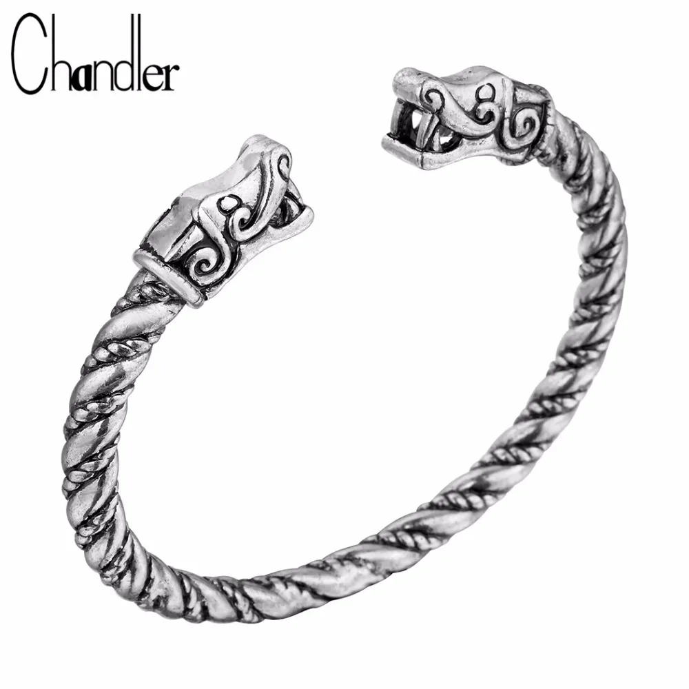 

Chandler Vikings Wolf Bracelets For Women Male Accessories Men Wristband Cuff Bangles Ethinc Jewelry Huge Open Hand Arm Luxury