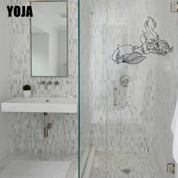 

YOJA 23x29CM Bathroom Glass Applique Mermaid Home Wall Sticker G2-0068