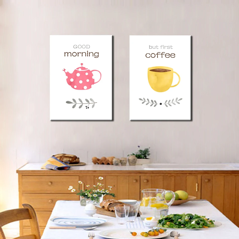 Nordic Стиль детской комнаты настенный Декор Плакаты и принтами кофе Wall Art Холст Для