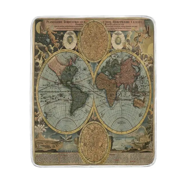 vintage world map blanket soft warm cozy bed couch lightweight polyester microfiber blankets throw for winter