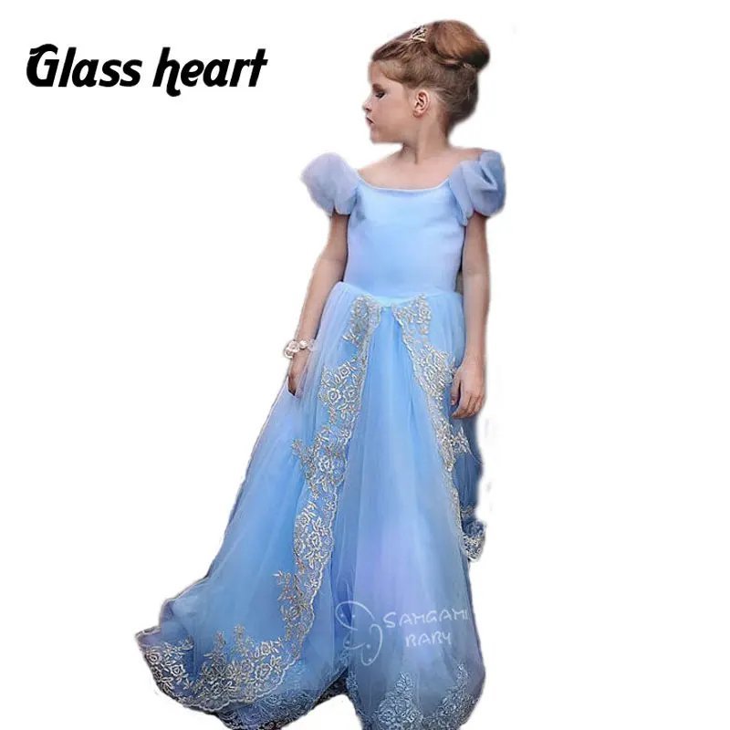 

Ankle-length Girls Party Dresses Kids Evening Dresses Voile Children's Dresses Wedding Puff Sleeve Kids Dresses For Girls 4-13Y