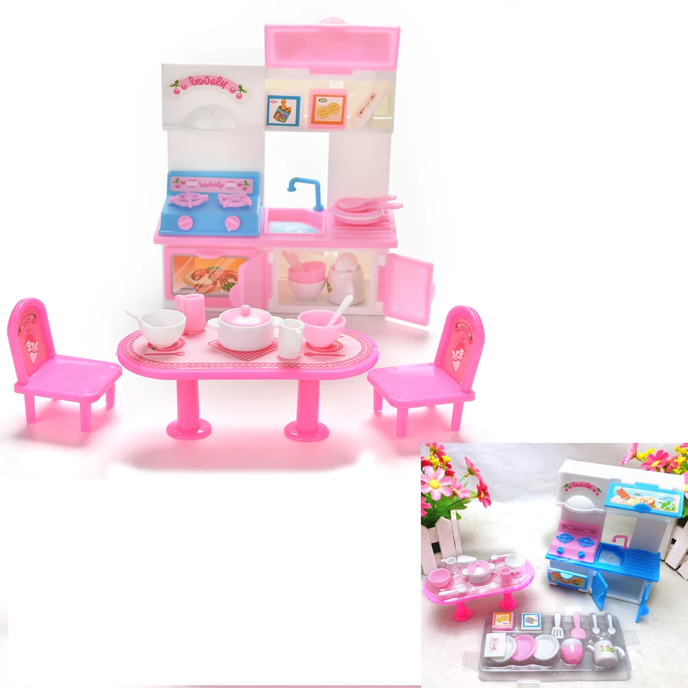 

New 20Pcs Kitchen Set Simulation Tableware for Dinner Table Cupboard Sink Kitchenware Dolls Accessories Doll House Furniture