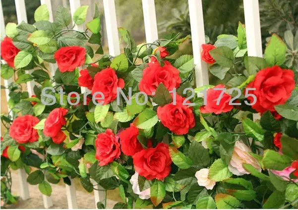 Искусственная Роза лоза свадебный цветок лоза Шелковый Цветок Сад розы ротанга декоративный цветок для дома