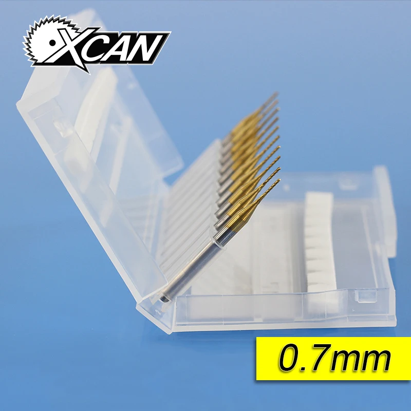 

XCAN 10 Pieces Titanium Diameter 0.7mm Coated Carbide Drill Bit PCB Micro Drill Woodworking Mini Dremel Drill Metalworking