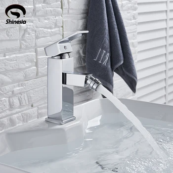 

Shinesia Chrome Bathroom Faucet Basin taps Hot And Cold Water Mixer Tap Single Handle Deck Mounted Vanity Fashion Basin Faucet