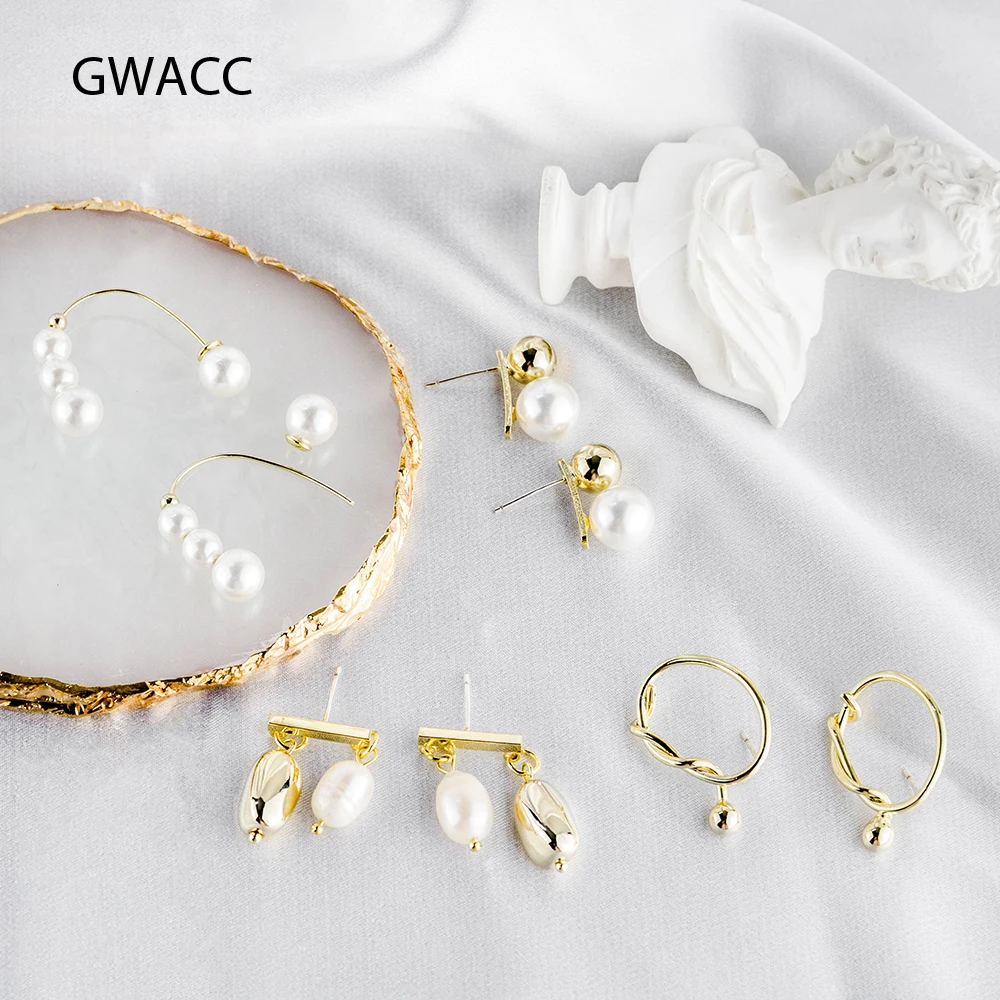 GWACC новые классические геометрические металлические жемчужные Висячие серьги