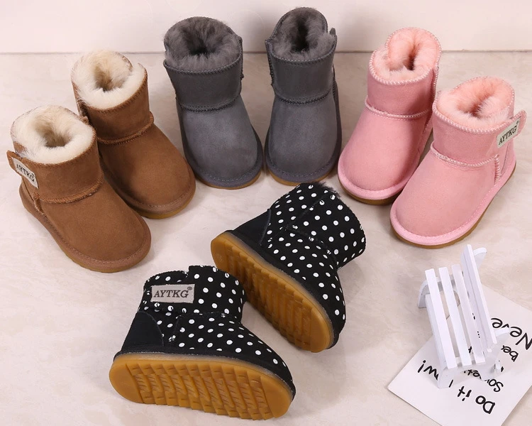 Кожаные зимние ботинки для маленьких девочек; зимние теплые Нескользящие ботильоны для маленьких мальчиков; обувь для малышей; размер 21-27