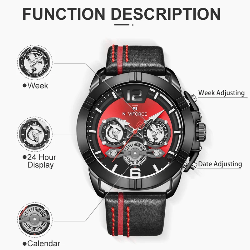 Мужские часы NAVIFORCE роскошные брендовые модные спортивные кварцевые мужские с
