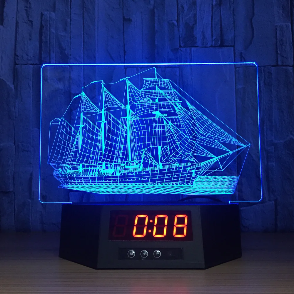 

2018 new LED 3d Visual Effects Table Lamp boat desk lamp 7 Color Change LED Night light Night lamp Atmosphere lamp Creative gift