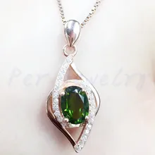 Ожерелье из диопсида кулон Натуральный Реальный диопсид серебро 925 пробы 5*7 мм 0.95ct драгоценный камень#18052507