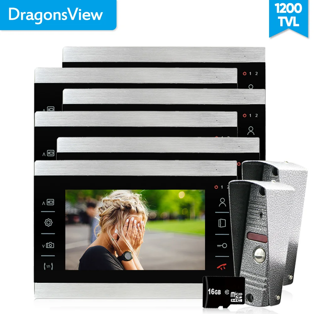 Dragonsview 1200TVL видео домофон дверной звонок Домофон 7 дюймов видео вратарь день ночное видение запись обнаружения движения