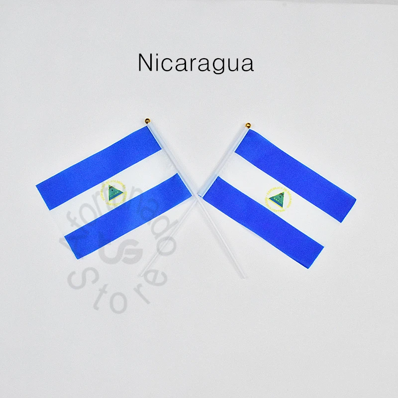 

Nicaragua 14*21cm 10pieces flag Banner Hand waving Flag National Flag for meet,Parade,party.Hanging,decoration
