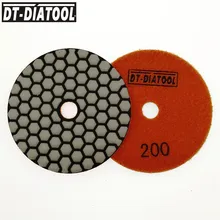 DT-DIATOOL 7 шт./компл. dia100mm алмазный шлифовальный круг с полимерной связкой Сухой шлифовальный диск зернистость#200 для гранита мраморной керамики 4 дюйма полировочные колодки