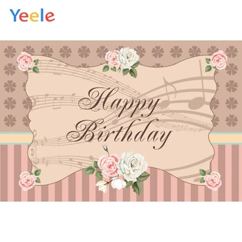 

Yeele Flower Shading Notes Music Srtipe Baby Birthday Photography Backgrounds Customized Photographic Backdrops for Photo Studio