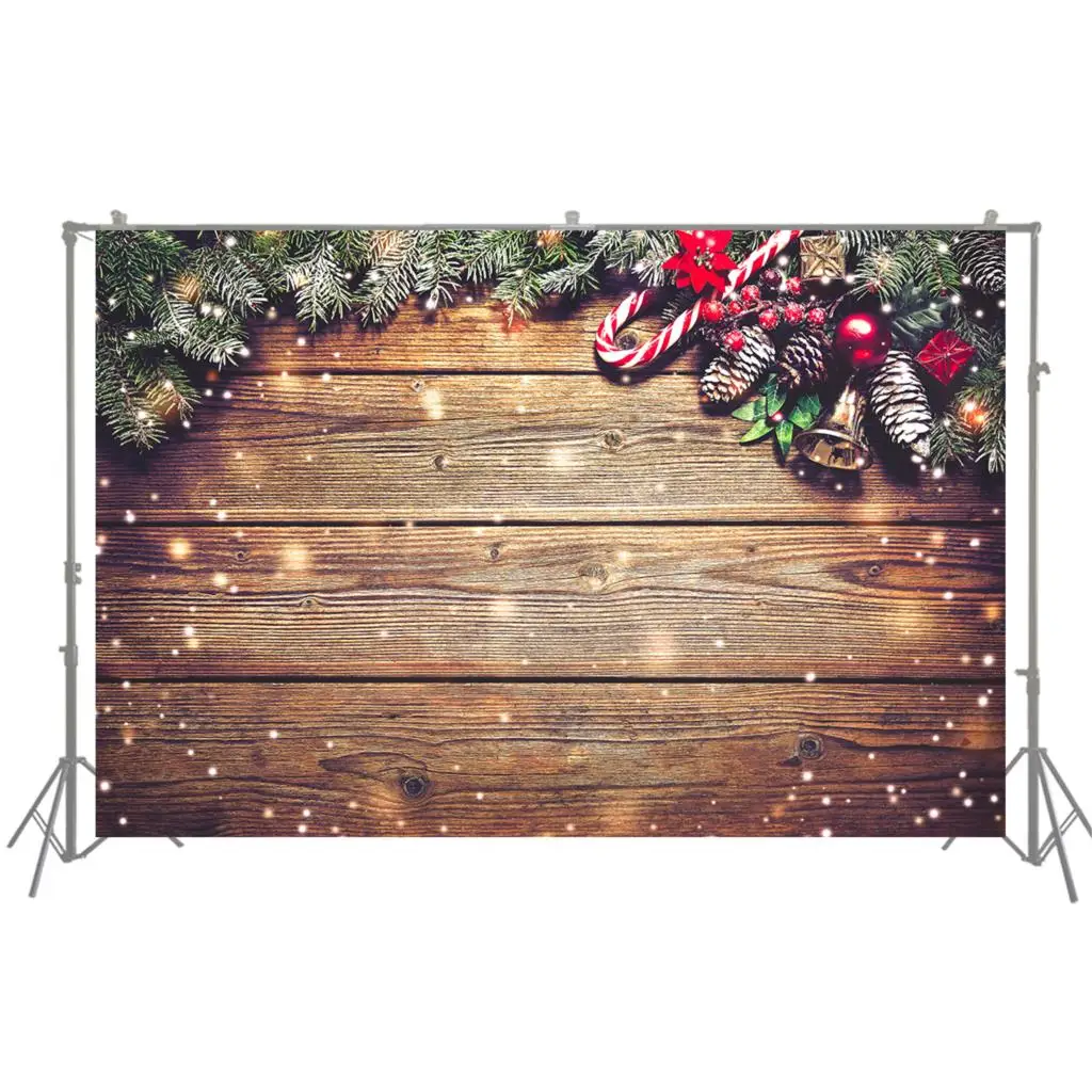 Merry Christmas Backgrounds Snowflakes Party Shimmer Wood Background Photo Studio Backdrops Dessert Table Wallpaper Kids Family |