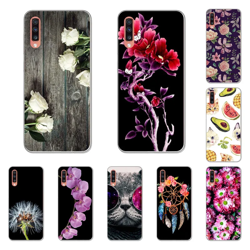 For Samsung Galaxy A70 Case Silicon Rich flower Soft TPU Back Cover for SM-A705F A705F/DS Phone protect cases shell |