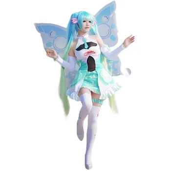 

Popular Anime limited Edition VOCALOID Miku 2019 Racing Cosplay Costume Fairy Dress Wing