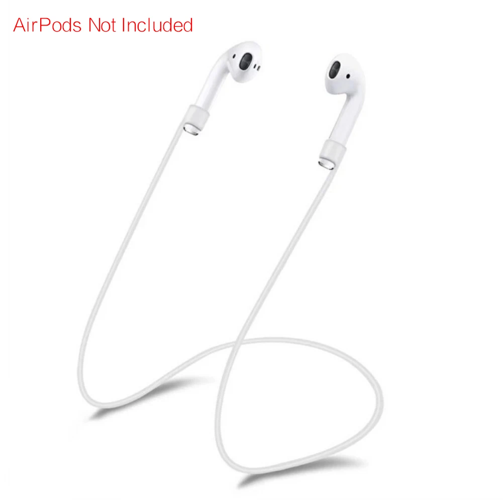 Анти-потеря шейный ремешок для Apple AirPods силиконовый ремешок для наушников веревка несколько цветов Спорт анти-капля - Цвет: Белый