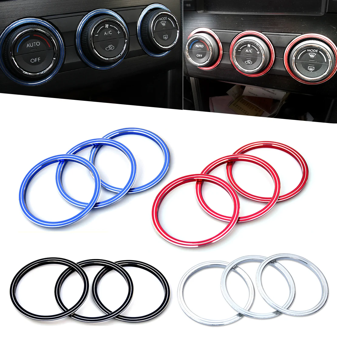 

CITALL 3pcs Car Interior Air Conditioning Decoration Knob Cover for Ford Kuga Escape Focus MK3 Subaru Forester Impreza 2013 2014