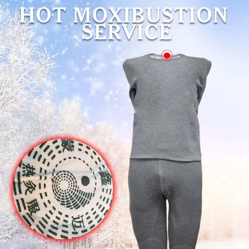 

2019 New Thermal Underwear Shapewear Goddess Lady Grey Warm Thick Magnetic Therapy Underwear Comfortable Warm Moxibustion Set