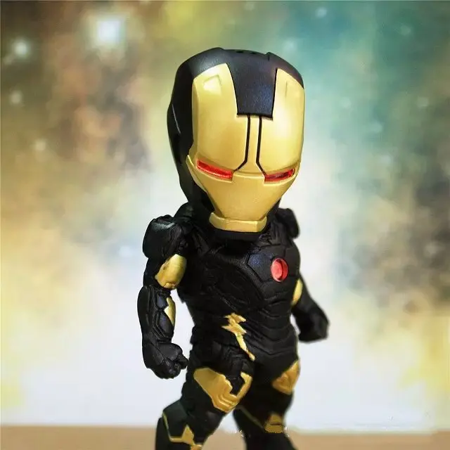

NEW 6pcs/set 9cm Q version Super hero avengers Iron man 4 light Action Figure toys Christmas gift HAODUO