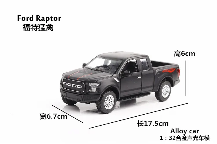 1:32 Масштаб сплава тянуть назад автомобиль игрушки, высокая моделирования FORD Raptor F150 пикап, музыкальные мигает и игрушки