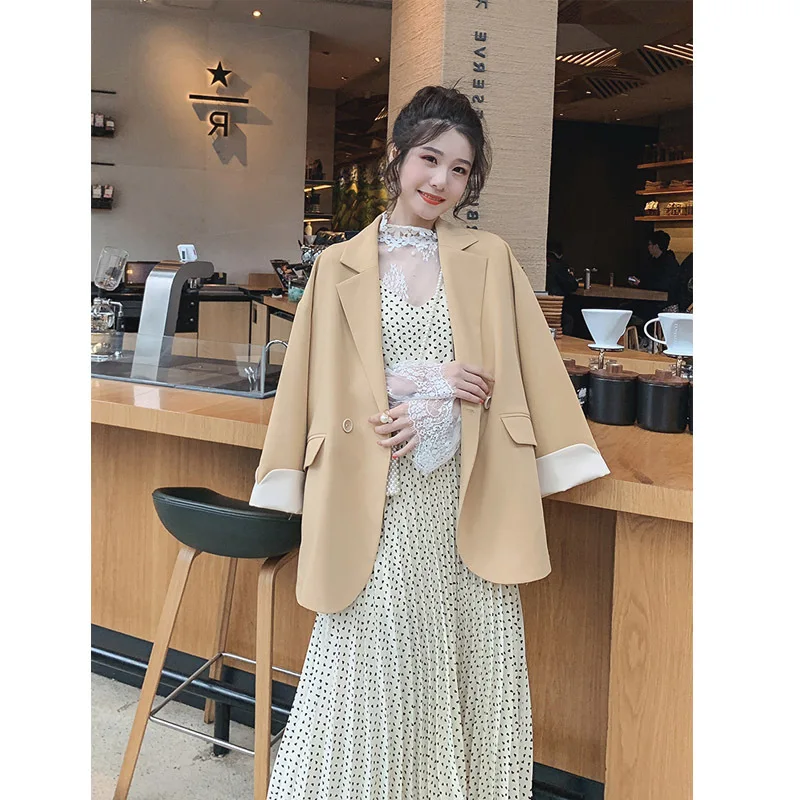 

DAYIFUN 2019 New Spring and Autumn New Double Breasted Suit Jacket Women Long Sleeve Suit Blazers Office Ladies Suit C173