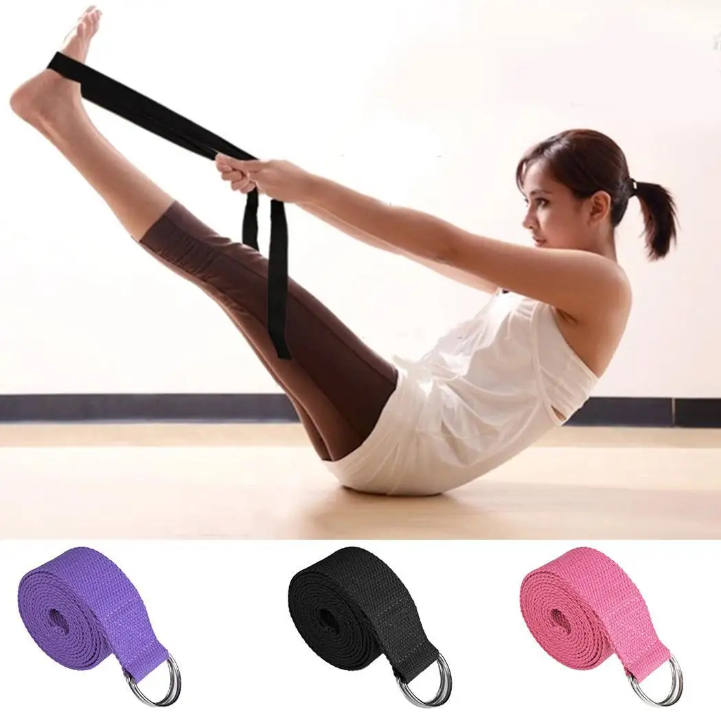 D-Ring Cotton Yoga Stretch Strap Training Belt Leg Fitness Exercise Gym LA 