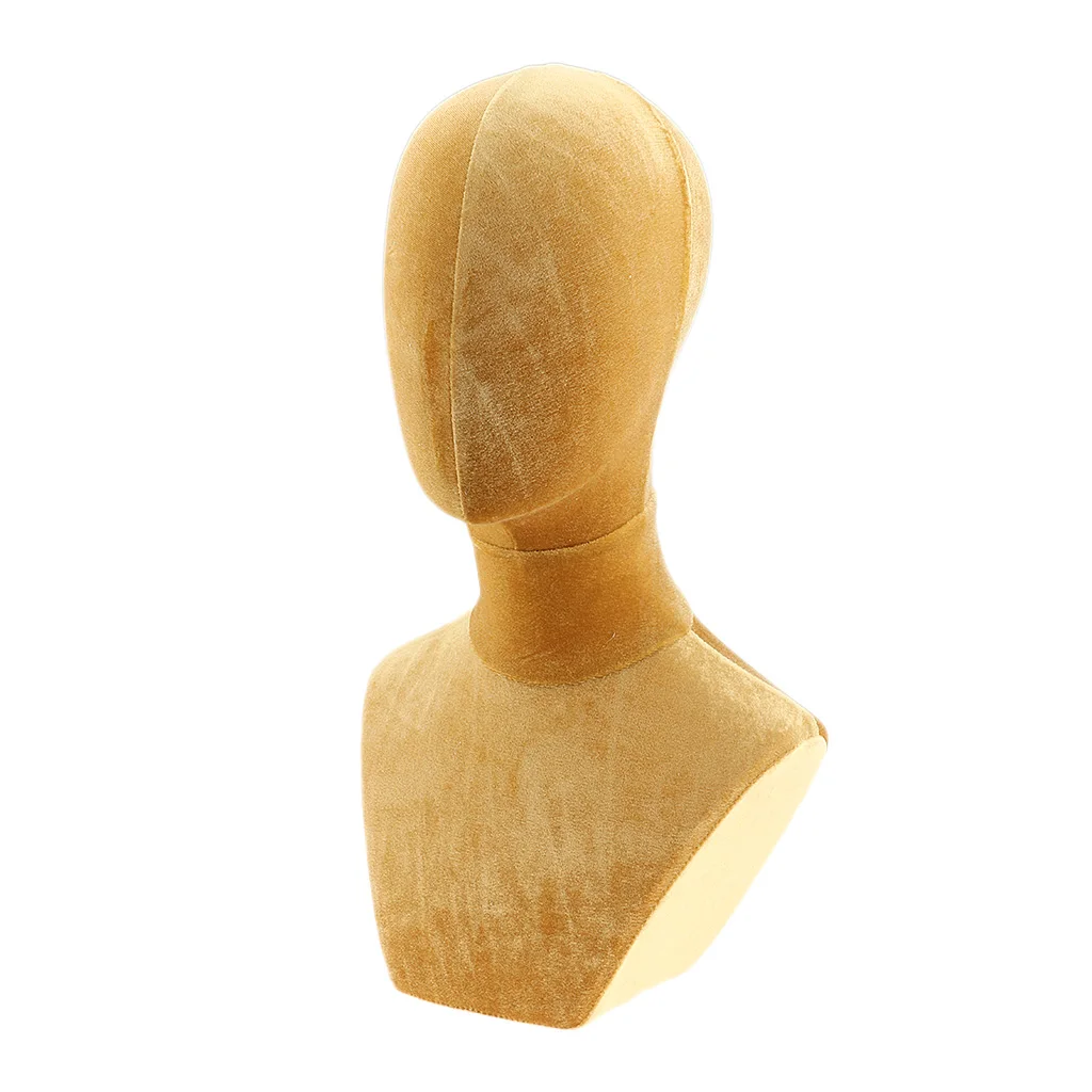 Velvet Foam Head Model, Hair Wig Hairpiece Making Display Stand, Mannequin Manikin Head with Shoulder Bust