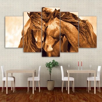 

5 piece canvas art red horse couple posters modern canvas painting wall pictures for living room IM-511