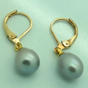 

Wholesale price 16new ^^^^New fashion Gray 7-8mm Cultured Freshwater Pearl Leverback Earring