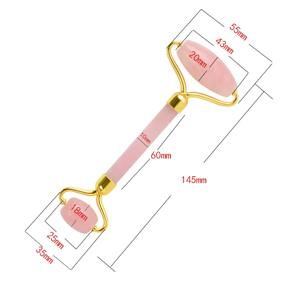 Массажер для подтяжки лица кристаллический роликовый лицевой массаж релаксационный нефритовый роликовый камень натуральный розовый кварц инструмент для красоты кожи подарок для девочки