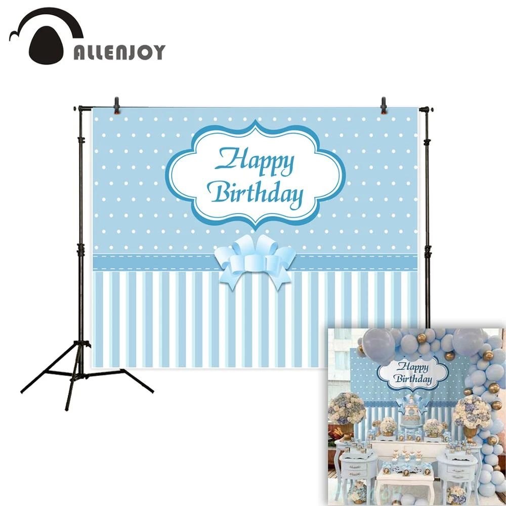 Arriere Plans Allenjoy Pour Studio De Photographie Bebe Bleu Rayures Nœud Papillon Joyeux Anniversaire Garcon Arriere Plans Design Original Photocall Aliexpress