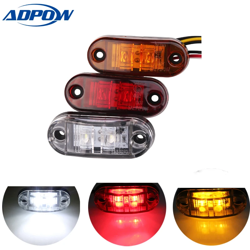 

1pc 12v/24v LED Trailer Truck Clearance Side Marker Light Submersible Width Lamp Clearance Lamp Car Styling