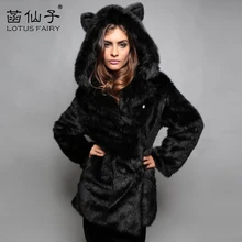 Winter warm Thick Cartoon panda Short outwear Jacket woman Fashion Luxury Faux Fox Fur Coat Women