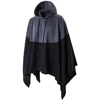 

2018 New Arrival Spring Korean Version of The Popular Cloak Hooded Stitching Fashion Tide Men's Cloak Coat Plus Size 5XL