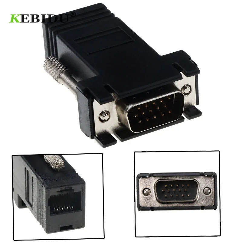 RJ45 to VGA Extender Male to LAN CAT5 CAT6 RJ45 Network Ethernet Cable Female Adapter Computer Extra Switch Adapter