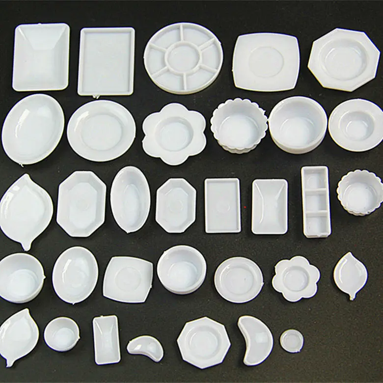 33pcs Doll Trays Plates Mini Food White Dishes Tableware Dollhouse Miniature Dolls Accessories Kitchen Toys